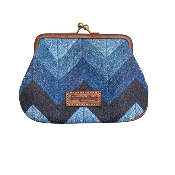 Dooney & bourke Blue Chevron Women's kisslock clutch bag - Picture 1 of 9
